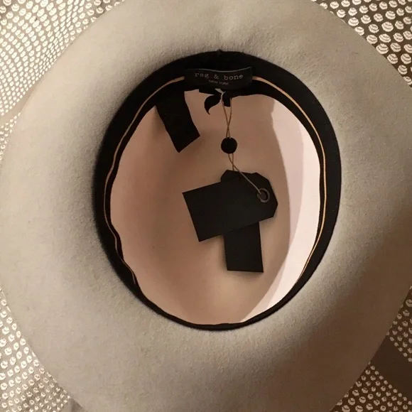 RAG & BONE WOOL FEDORA, SZ MEDIUM WHITE & GREY